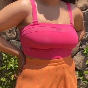 Parade convertible hot pink hibiscus bandeau bra top 2+
